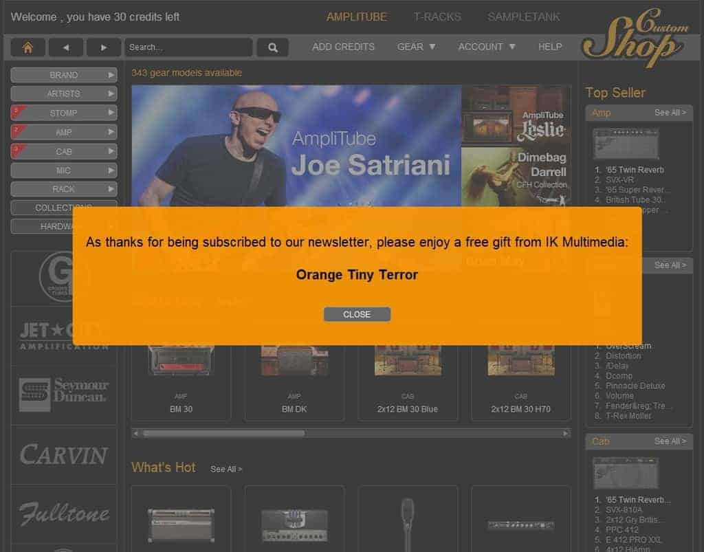 After subscribing, open the Custom Shop app and you will receive a notification that Orange Tiny Terror was added to your account.